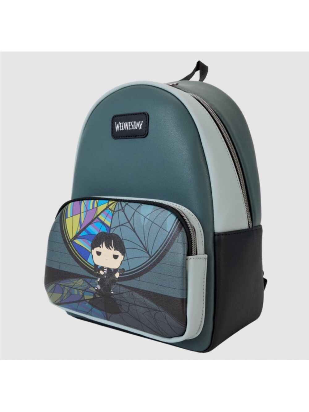 Loungefly Teal, Light Blue and Black Wednesday Mini Backpack